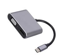 JTQYFI Adaptateur de type C vers HDTV VGA 4K @ 30 Hz - Convertisseur d'écran vidéo en aluminium - Adaptateur d'alimentation pour PC et ordinateur portable