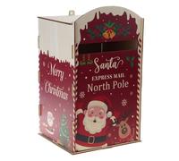 JTQYFI Boîte aux lettres en bois avec impression de Noël lumineuse, installation facile, porche manuelle, boîte aux lettres décorative, boîte aux lettres Père Noël pour