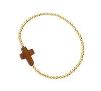 JTQYFI Bracelet élastique orné de perles dorées et croisé - Idéal pour les adultes et les rassemblements religieux - Bijou spirituel, taille unique, comme décrit