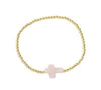 JTQYFI Bracelet élastique orné de perles dorées et croisé - Idéal pour les adultes et les rassemblements religieux - Bijou spirituel, taille unique, comme décrit