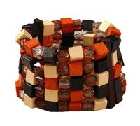 JTQYFI Bracelet tendance fait à la main en bois coloré et perles acryliques Bracelet élastique confortable pour un look élégant Bracelet de perles carrées colorées, taille unique, comme décrit