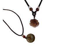 JTQYFI De 2 colliers tissés élégants avec pendentifs en forme de fleur de rose et de boucle de paix, parfaits pour les femmes à la recherche de styles uniques, chaîne de clavicule tissée