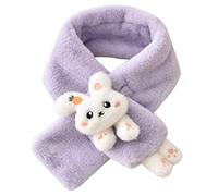 JTQYFI Écharpe en forme de lapin de dessin animé pour les tout-petits Hiver Chaud Décontracté Couleur assortie Écharpes en peluche douce Col en peluche Couleur unie Fourrure synthétique Longue pour