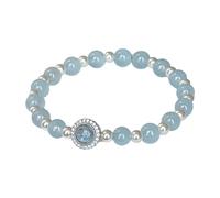 JTQYFI Élégant bracelet de perles aigue-marine pour femme avec pierres précieuses naturelles et designs faits à la main pour les anniversaires Portable