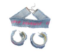JTQYFI Ensemble de bijoux bleu Denims, boucles d ' oreilles ras du cou confortables, pour fêtes, accessoires de fête, boucles d ' oreilles en alliage Denims