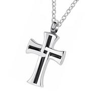 JTQYFI Lot de 2 colliers urne funéraire pour animal de compagnie - Médaillon croisé - Collier pour cendres - Urne - Récipient pour les souvenirs