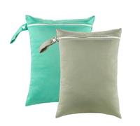 JTQYFI Lot de 2 sacs de rangement multifonctions humides et secs avec sac de yoga sac à linge réutilisable, Gris vert turquoise
