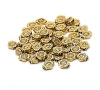 JTQYFI Lot de 50 médailles vintage dorées et argentées de Saint Benoît - Pendentif vintage - Perles de style tibétain - Perles rondes plates - Perles de Saint Benoît, m, comme décrit