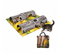 JTQYFI Tapis de tunnel de jeu flexible pour un rangement peu encombrant sous le lit - Favorise les creuser et se cacher - Aspect naturel - Lavable en machine - 101 6 x 119 cm - 8 cm - Double tunnel