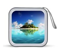 JTREHY Étui de rangement pour CD, 40 feuilles, belle île dans la mer, imprimé portable à fermeture éclair, étui CD DVD grande capacité pour voiture, maison, bureau, disque de jeux, musique audio,