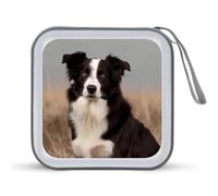 JTREHY Étui de rangement pour CD, 40 feuilles, imprimé border collie, étui portable à fermeture éclair pour CD, DVD de grande capacité pour voiture, maison, bureau, disque de jeux, musique audio,