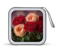 JTREHY Étui de rangement pour CD, 40 feuilles, imprimé roses de jardin, portable, fermeture éclair, étui de rangement pour CD, DVD de grande capacité pour voiture, maison, bureau, disque de jeux,