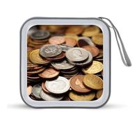 JTREHY Étui de rangement pour CD, 40 feuilles, monnaie imprimée, portable, fermeture éclair, étui CD DVD grande capacité pour voiture, maison, bureau, disque de jeux, musique audio, Pièce de monnaie,
