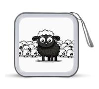 JTREHY Étui de rangement pour CD, 40 feuilles, motif moutons noirs et blancs, avec fermeture éclair, grande capacité pour voiture, maison, bureau, disque de jeux, musique audio, Mouton noir et blanc,