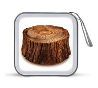JTREHY Étui de rangement pour CD, 40 feuilles, souche de chêne imprimé portable, fermeture éclair, étui CD DVD grande capacité pour voiture, maison, bureau, disque de jeux, musique audio, Souche de
