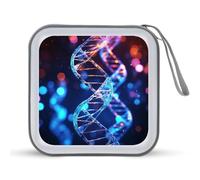 JTREHY Étui de rangement pour CD de 40 feuilles, imprimé DNA Genetic Helix portable avec fermeture éclair pour voiture, maison, bureau, disque de jeux, musique audio, Hélix génétique ADN, 6.1*6.1*1.8