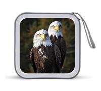 JTREHY Étui de rangement pour CD de 40 feuilles, imprimé tête d'aigle blanche, portable, fermeture éclair, étui pour CD, DVD, pochette de grande capacité pour voiture, maison, bureau, disque de jeux,