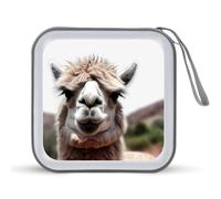 JTREHY Étui de rangement pour CD de 40 feuilles, motif lama alpaga amusant imprimé portable à fermeture éclair pour CD, DVD, voiture, maison, bureau, disque de jeux, musique audio, Lama drôle