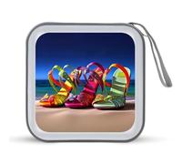 JTREHY Étui de rangement pour CD de 40 feuilles, sandales colorées, chaussures imprimées, portable, fermeture éclair, étui CD DVD grande capacité pour voiture, maison, bureau, disque de jeux, musique