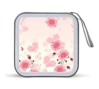 JTREHY Étui de rangement pour CD, DVD, 40 feuilles, motif floral, portable, fermeture éclair, grande capacité pour voiture, maison, bureau, disque de jeux, musique audio, Motif fleurs, 6.1*6.1*1.8 IN