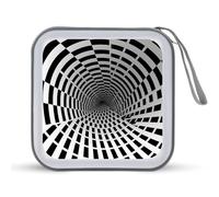 JTREHY Étui de rangement pour CD, DVD, grande capacité de 40 feuilles, imprimé illusion visuelle, portable, fermeture éclair, pour voiture, maison, bureau, disque de jeux, musique audio, Illusion