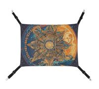 JTREHY Hamac pour animal de compagnie, carte de tarot mystique imprimé visage de soleil et de lune, lit réglable à suspendre pour chats, petits chiens, lapins ou autres petits animaux avec crochets en