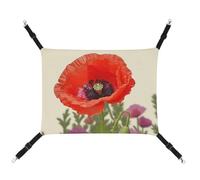 JTREHY Hamac pour animal domestique imprimé fleur de coquelicot lit réglable à suspendre pour chats, petits chiens, lapins ou autres petits animaux avec crochets en métal