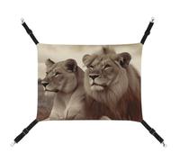 JTREHY Hamac pour animal domestique imprimé lion africain et lionne lit réglable à suspendre pour chats, petits chiens, lapins ou autres petits animaux avec crochets en métal