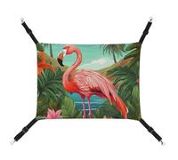 JTREHY Hamac pour animal domestique, motif flamant rose tropical, lit réglable à suspendre pour chats, petits chiens, lapins ou autres petits animaux avec crochets en métal