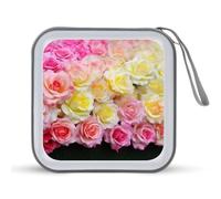 JTREHY Sweety Rose Sac de rangement pour CD DVD Grande capacité 40 feuilles Imprimé Rose Portable Fermeture Éclair pour voiture, maison, bureau, disque de jeux, musique audio, Sweety Rose, 6.1*6.1*1.8