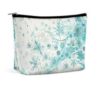 JTREHY Trousse de maquillage pour femme, flocons de neige et paillettes imprimées, grande capacité, portable avec fermeture éclair, sac de rangement, portefeuille de voyage imperméable pour femmes et