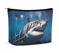 JTREHY Trousse de maquillage pour femme, grand requin blanc imprimé, portable avec fermeture éclair, sac de rangement, portefeuille de voyage imperméable pour femmes et filles, excellent requin blanc,
