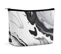 JTREHY Trousse de maquillage pour femme, peinture noire et blanche mélangée imprimée, grande capacité, portable avec fermeture éclair, sac de rangement, portefeuille de voyage imperméable pour femmes