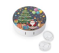 JTREWBV Boîte à lentilles de contact portable de voyage, cadeau de Noël, étui rond pour lentilles de contact, kit d'outils compact pour voyage et maison, blanc, Taille unique, Étui pour lentilles de