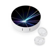 JTREWBV Boîte à lentilles de contact portable de voyage, étui rond imprimé laser pour lentilles de contact, kit d'outils compact pour voyage et maison, blanc, Taille unique, Étui pour lentilles de