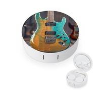 JTREWBV Boîte à lentilles de contact portable de voyage, étui rond pour lentilles de contact avec imprimé guitare électrique, kit d'outils compact pour voyage et maison, blanc, Taille unique, Étui