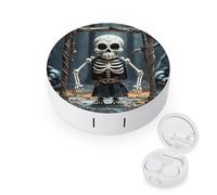 JTREWBV Boîte à lentilles de contact portable de voyage, étui rond pour lentilles de contact, kit d'outils compact pour voyage et maison, blanc, Taille unique, Étui pour lentilles de contact