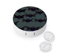 JTREWBV Boîte à lentilles de contact portable de voyage, motif chauve-souris, étui rond pour lentilles de contact, kit d'outils compact pour voyage et maison, blanc, Taille unique, Étui pour lentilles