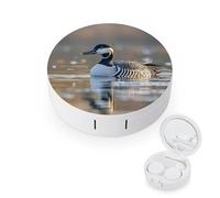 JTREWBV Boîte à lentilles de contact portable de voyage - Motif oie sauvage par The Bridge - Rond - Kit d'outils compact pour les voyages et la maison, blanc, Taille unique, Étui pour lentilles de