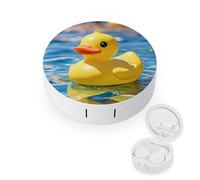 JTREWBV Boîte à lentilles de contact portable en caoutchouc jaune imprimé canard, trousse d'outils compacte pour les voyages et la maison, blanc, Taille unique, Étui pour lentilles de contact
