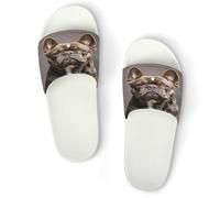 JTREWBV Pantoufles d'été pour femme et homme - Imprimé bouledogue français - PVC - Chaussons de douche - Sandales de salle de bain - Antidérapantes - Faciles à nettoyer, Style blanc, 11.5 UK Men/ 11