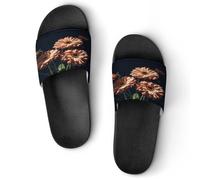 JTREWBV Pantoufles d'été pour femmes et hommes - Belles fleurs rétro imprimées PVC pantoufles maison pantoufles chaussures de douche sandales de salle de bain, antidérapantes, faciles à nettoyer