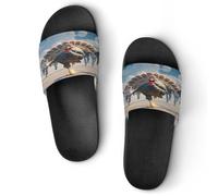 JTREWBV Pantoufles d'été pour femmes et hommes - Imprimé Turquie - PVC - Chaussons d'intérieur - Chaussures de douche - Sandales de salle de bain - Antidérapantes - Faciles à nettoyer, Style Noir