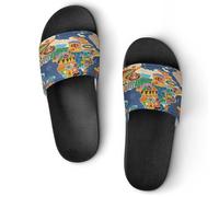 JTREWBV Pantoufles d'été pour femmes et hommes - Motif ethnique africain - En PVC - Antidérapantes - Faciles à nettoyer, Style Noir, 11.5 UK Men/ 9.5 UK Women Wide