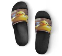JTREWBV Pantoufles d'été pour homme et femme - En caoutchouc - Imprimé canard - En PVC - Antidérapantes - Faciles à nettoyer, Style Noir, 11.5 UK Men/ 9 UK Women Wide