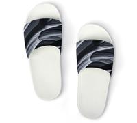 JTREWBV Pantoufles d'été pour homme et femme - Imprimé marbre noir - PVC - Chaussons de douche - Sandales de salle de bain - Antidérapantes - Faciles à nettoyer, Style blanc, 11.5 UK Men/ 9.5 UK Women