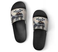 JTREWBV Pantoufles d'été pour homme et femme - Imprimé schnauzer - En PVC - Antidérapantes - Faciles à nettoyer, Style Noir, 44 EU