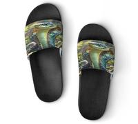 JTREWBV Pantoufles d'été pour homme et femme - Imprimé serpent cobra - PVC - Chaussons de douche - Sandales de salle de bain - Antidérapantes - Faciles à nettoyer, Style Noir, 11.5 UK Men/ 7 UK Women