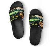 JTREWBV Pantoufles d'été pour homme et femme - Imprimé tracteur ancien - PVC - Chaussons de douche - Sandales de salle de bain - Antidérapantes - Faciles à nettoyer, Style Noir, 11.5 UK Men/ 7 UK