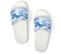 JTREWBV Pantoufles d'été pour homme et femme - Motif papillon bleu et nuages - En PVC - Antidérapantes - Faciles à nettoyer, Style blanc, 11.5 UK Men/ 5 UK Women Wide
